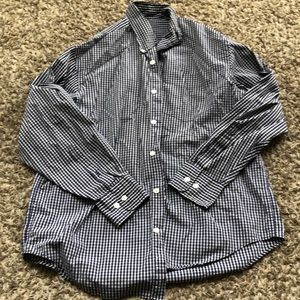 Navy blue checkered button down
